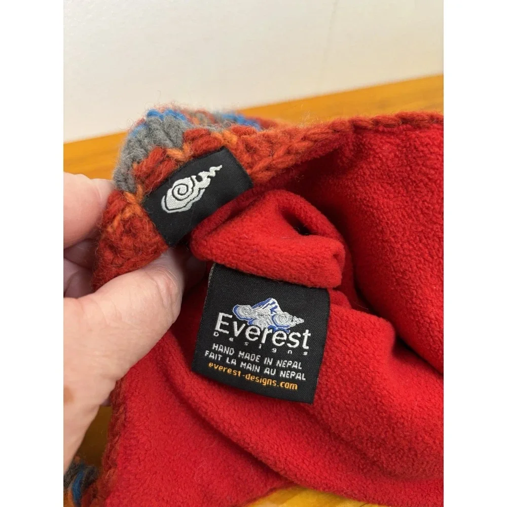 Everest Designs Toddler 2-4 100% Wool Striped Fleece Earflap Hat Made in Nepal